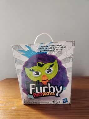 Hasbro Purple Furby Party Rockers Plush with Green Mask and Orange Beak